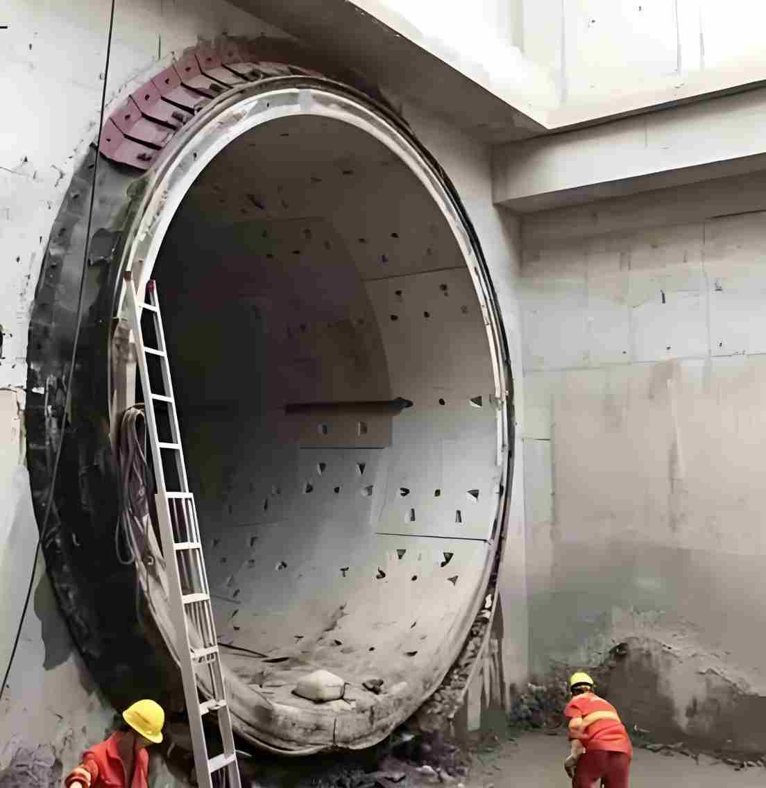 Large TBM launch and reception seal installed around a circular tunnel opening